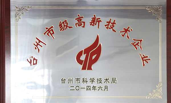 浙江省科技型企业，台州市级高新技术企业
